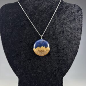 Medium Pendant - Blue Resin & Mallee Burl